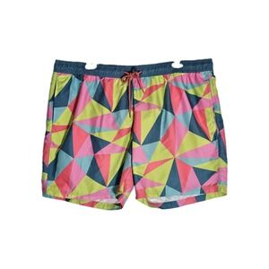 Mad Engine Swim Trunks Mens XXL Multicolor Patterned Mesh Lined Bright Colorful